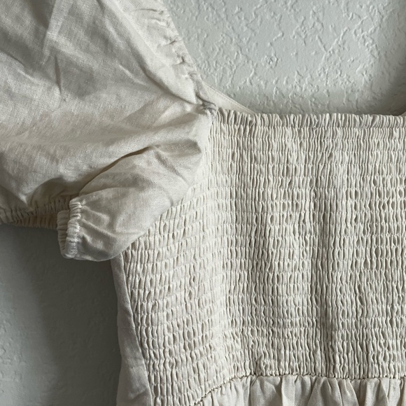 House of Harlow 1960 Boho Puff Sleeve Tiered Mini Dress Cream Medium - Picture 8 of 8